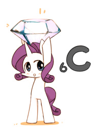 Size: 800x1000 | Tagged: safe, artist:joycall6, part of a set, character:rarity, species:pony, series:joycall6's periodic table, bipedal, blushing, carbon, carrying, chemistry, cute, diamond, female, periodic table, raribetes, solo, that pony sure does love gems