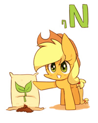 Size: 800x1000 | Tagged: safe, artist:joycall6, part of a set, character:applejack, series:joycall6's periodic table, blushing, chemistry, chibi, cute, female, fertilizer, jackabetes, nitrogen, periodic table, saltpeter, solo