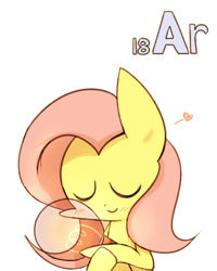 Size: 800x1000 | Tagged: safe, artist:joycall6, part of a set, character:fluttershy, series:joycall6's periodic table, argon, blushing, cute, eyes closed, female, heart, lightbulb, periodic table, smiling, solo