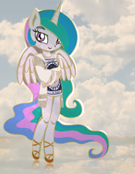 Size: 1280x1656 | Tagged: safe, artist:flutterluv, character:princess celestia, species:anthro, female, high heels, solo
