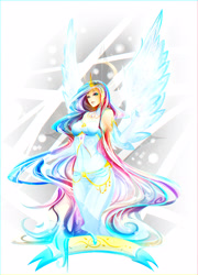 Size: 2892x4022 | Tagged: safe, artist:koveliana, character:princess celestia, species:human, chromatic aberration, clothing, color porn, evening gloves, female, gloves, humanized, jewelry, solo, winged humanization