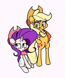 Size: 1500x1800 | Tagged: safe, artist:turtlefarminguy, character:applejack, character:rarity, species:pony, bipedal, clothing, hat