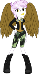 Size: 1024x1953 | Tagged: safe, artist:theshadowstone, character:gilda, my little pony:equestria girls, boots, clothing, equestria girls-ified, female, freckles, goggles, jacket, lipstick, makeup, ponied up, shoes, shorts, simple background, solo, vector, white background, wings