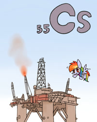 Size: 800x1000 | Tagged: safe, artist:joycall6, part of a set, character:rainbow dash, species:pegasus, species:pony, series:joycall6's periodic table, caesium, cesium, chemistry, female, mare, oil platform, oil rig, periodic table, solo