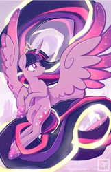 Size: 1400x2164 | Tagged: safe, artist:darkflame75, character:twilight sparkle, character:twilight sparkle (alicorn), species:alicorn, species:pony, female, mare, new crown, rainbow power, smiling, solo, spread wings, wings