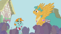 Size: 761x428 | Tagged: safe, artist:capnpea, edit, edited screencap, screencap, character:amethyst star, character:dizzy twister, character:doctor whooves, character:lyra heartstrings, character:meadow song, character:orange swirl, character:snails, character:snips, character:sparkler, character:time turner, species:alicorn, species:earth pony, species:pegasus, species:pony, species:unicorn, episode:friendship is magic, g4, my little pony: friendship is magic, alicornified, background pony, background pony audience, colt, female, fimbriae, flounder (character), male, mare, ponyville, race swap, snailsicorn, snipsicorn, stallion, wreath, xk-class end-of-the-world scenario