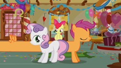 Size: 640x360 | Tagged: safe, artist:capnpea, edit, edited screencap, screencap, character:apple bloom, character:scootaloo, character:sweetie belle, species:pegasus, species:pony, episode:call of the cutie, g4, my little pony: friendship is magic, cutie mark crusaders, fimbriae, long pony, scootalong, wat