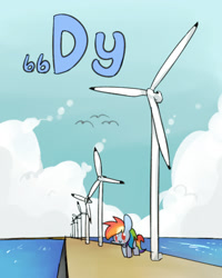 Size: 800x1000 | Tagged: safe, artist:joycall6, part of a set, character:rainbow dash, species:seagull, series:joycall6's periodic table, c:, dysprosium, female, ocean, periodic table, solo, south korea, wind turbine generator
