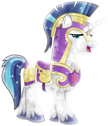 Size: 3000x3499 | Tagged: safe, artist:theshadowstone, character:shining armor, species:crystal pony, species:pony, armor, bedroom eyes, crystallized, looking at you, male, open mouth, sexy armor, simple background, solo, transparent background, vector