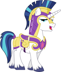 Size: 2924x3424 | Tagged: safe, artist:theshadowstone, character:shining armor, armor, bedroom eyes, looking at you, male, open mouth, sexy armor, simple background, solo, transparent background, vector