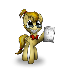 Size: 1024x1200 | Tagged: safe, artist:lupiarts, character:spitfire, adorkable, bow tie, braces, cute, cutefire, dork, female, fluffy, freckles, glasses, grin, nerd, simple background, smiling, solo, squee, transparent background
