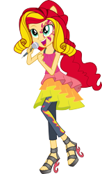 Size: 3000x5102 | Tagged: safe, artist:theshadowstone, character:sunset shimmer, equestria girls:rainbow rocks, g4, my little pony: equestria girls, my little pony:equestria girls, female, high heels, microphone, open mouth, ponied up, simple background, singing, solo, transparent background, vector