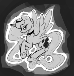 Size: 775x805 | Tagged: safe, artist:darkflame75, character:princess luna, lunadoodle, female, monochrome, sketch, solo