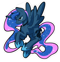 Size: 1280x1320 | Tagged: safe, artist:darkflame75, character:princess luna, lunadoodle, crown, female, horseshoes, jewelry, lidded eyes, peytral, raised hoof, regalia, simple background, smiling, solo, spread wings, transparent background, wings