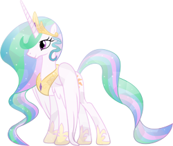 Size: 6500x5481 | Tagged: safe, artist:theshadowstone, character:princess celestia, species:alicorn, species:crystal pony, species:pony, absurd resolution, crown, crystallized, cute, cutelestia, female, flowing mane, horn, jewelry, mare, regalia, simple background, smiling, solo, spread wings, transparent background, vector, wings