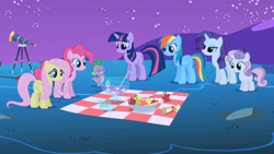 Size: 1280x720 | Tagged: safe, artist:capnpea, edit, edited screencap, screencap, character:applejack, character:fluttershy, character:pinkie pie, character:rainbow dash, character:rarity, character:spike, character:sweetie belle, character:twilight sparkle, episode:owl's well that ends well, g4, my little pony: friendship is magic, fimbriae, tiny