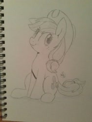 Size: 960x1280 | Tagged: safe, artist:notenoughapples, character:applejack, female, monochrome, solo, traditional art