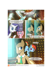Size: 3541x5016 | Tagged: safe, artist:gashiboka, character:doctor whooves, character:pinkie pie, character:rainbow dash, character:rarity, character:time turner, species:pony, comic:recall the time of no return, comic, doctor who, gallifreyan, grimdark series, male, patreon, patreon logo, stallion, tardis