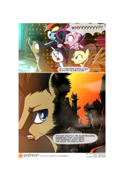 Size: 3541x5016 | Tagged: safe, artist:gashiboka, character:doctor whooves, character:fluttershy, character:pinkie pie, character:rainbow dash, character:rarity, character:time turner, species:pony, comic:recall the time of no return, bad future, comic, grimdark series, implied apocalypse, male, patreon, patreon logo, stallion