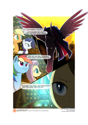 Size: 3541x5016 | Tagged: safe, artist:gashiboka, character:applejack, character:doctor whooves, character:fluttershy, character:rainbow dash, character:rarity, character:time turner, species:pony, comic:recall the time of no return, comic, grimdark series, implied tyrant sparkle, male, patreon, patreon logo, stallion