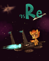 Size: 800x1000 | Tagged: safe, artist:joycall6, character:spitfire, series:joycall6's periodic table, aircraft, f-15 eagle, female, jet engine, night, plane, rhenium, solo