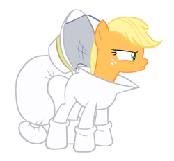 Size: 7000x6494 | Tagged: safe, artist:tardifice, character:applejack, episode:castle mane-ia, g4, my little pony: friendship is magic, absurd resolution, beekeeper, clothing, female, freckles, offscreen character, simple background, solo, suit, transparent background, vector