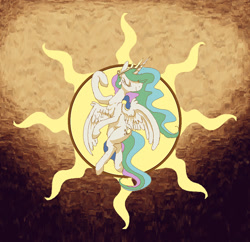 Size: 984x952 | Tagged: safe, artist:alumx, character:princess celestia, species:alicorn, species:pony, eyes closed, female, mare, smiling, solo, sun