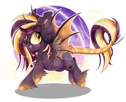 Size: 1024x834 | Tagged: safe, artist:pvrii, oc, oc only, oc:samhain, species:dracony, hybrid, simple background, solo, transparent background, watermark