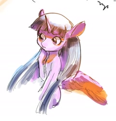 Size: 1842x1917 | Tagged: safe, artist:unousaya, character:twilight sparkle, character:twilight sparkle (alicorn), species:alicorn, butt wings, colored wings, female, multicolored wings, semi-anthro, solo