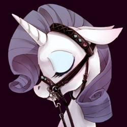 Size: 932x932 | Tagged: safe, artist:kolshica, character:rarity, bit, bridle, eyes closed, female, floppy ears, reins, solo
