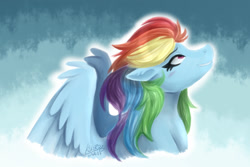 Size: 1500x1000 | Tagged: safe, artist:kikirdcz, character:rainbow dash, cute, dashabetes, female, looking up, signature, smiling, solo