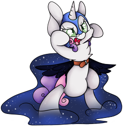 Size: 6772x6913 | Tagged: safe, artist:cutepencilcase, character:sweetie belle, species:pony, absurd resolution, accessory swap, bipedal, clothing, commission, cosplay, costume, cute, diasweetes, female, nightmare retardant, open mouth, simple background, solo, transparent background
