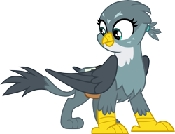 Size: 3926x3000 | Tagged: safe, artist:jeatz-axl, character:gabby, species:griffon, ponyscape, episode:the fault in our cutie marks, g4, my little pony: friendship is magic, bag, female, happy, inkscape, looking back, saddle bag, simple background, solo, transparent background, vector