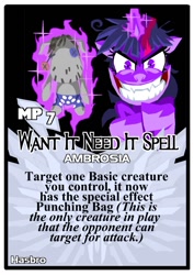 Size: 496x701 | Tagged: safe, artist:terry, character:smarty pants, character:twilight sparkle, card game, twilight snapple, want it need it