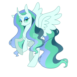 Size: 1024x1024 | Tagged: safe, artist:azure-art-wave, oc, oc only, oc:silk solace, parent:princess celestia, parent:queen chrysalis, parents:chryslestia, species:alicorn, species:changepony, species:pony, alicorn oc, curved horn, hybrid, interspecies offspring, magical lesbian spawn, offspring, simple background, solo, transparent background, watermark