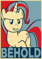 Size: 1416x1982 | Tagged: safe, artist:the smiling pony, edit, editor:mennydrives, character:trixie, species:pony, species:unicorn, behold, female, hope poster, mare, poster, shepard fairey, solo
