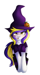 Size: 1024x1877 | Tagged: safe, artist:oddends, oc, oc only, clothing, halloween, hat, holiday, jack-o-lantern, pumpkin, solo, witch, witch hat