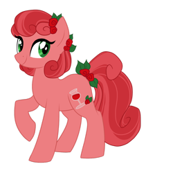 Size: 1024x1024 | Tagged: safe, artist:azure-art-wave, oc, oc only, oc:rose wine, species:earth pony, species:pony, female, flower, flower in hair, mare, raised hoof, simple background, solo, transparent background