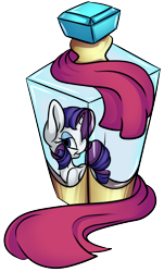 Size: 3112x5156 | Tagged: safe, artist:cutepencilcase, character:rarity, absurd resolution, female, perfume, pony in a bottle, simple background, solo, transparent background