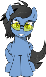 Size: 1456x2400 | Tagged: safe, artist:dsana, oc, oc only, oc:pegasus 316, oc:stainless key, species:pegasus, species:pony, derpibooru community collaboration, 2017 community collab, grin, simple background, smiling, solo, stylus, sunglasses, transparent background