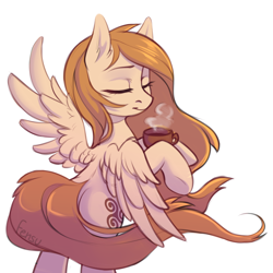 Size: 3000x3000 | Tagged: safe, artist:fensu-san, oc, oc only, oc:anima, species:pegasus, species:pony, eyes closed, female, food, mare, simple background, solo, tea, white background