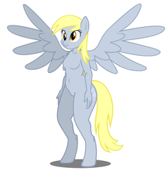 Size: 954x982 | Tagged: safe, artist:flash equestria photography, character:derpy hooves, species:anthro, species:unguligrade anthro, barbie doll anatomy, bubble butt, female, show accurate anthro, simple background, solo, spread wings, wings
