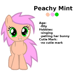 Size: 320x320 | Tagged: safe, artist:platinumdrop, oc, oc only, oc:peachy mint, species:earth pony, species:pony, female, filly, mare, simple background, solo, transparent background