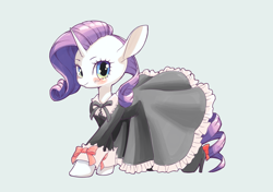 Size: 2894x2039 | Tagged: safe, artist:unousaya, character:rarity, species:pony, species:unicorn, clothing, cute, dress, female, looking at you, raribetes, simple background, smiling, solo