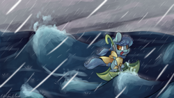 Size: 7680x4320 | Tagged: safe, artist:cutepencilcase, oc, oc only, absurd resolution, rain, solo, umbrella, water, wave