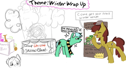 Size: 1920x1080 | Tagged: safe, artist:ailynd, artist:cutepencilcase, artist:living_dead, artist:strangersaurus, artist:undead_rattler, character:lyra heartstrings, oc, species:earth pony, species:pony, species:unicorn, clothing, drawpile disasters, scarf, simple background, white background