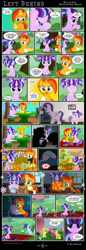 Size: 2102x6115 | Tagged: safe, artist:dsana, character:starlight glimmer, character:sunburst, oc, oc:aurora, oc:steady hooves, species:pony, comic:left behind, absurd resolution, book, clothing, colt, colt sunburst, comic, crying, domestic abuse, female, filly, filly starlight glimmer, fire, football, ice, magic, male, rock, scarf, snow, starlight's parents, stove, younger