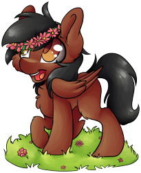 Size: 3914x4771 | Tagged: safe, artist:cutepencilcase, oc, oc only, species:pegasus, species:pony, absurd resolution, colored pupils, commission, floral head wreath, flower, male, open mouth, simple background, solo, stallion, transparent background, ych result