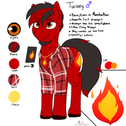 Size: 4000x4000 | Tagged: safe, artist:mr.smile, oc, oc only, oc:twinny, species:pony, cellphone, facial hair, goatee, jewelry, male, necklace, phone, plaid shirt, reference sheet, smartphone, solo, stallion