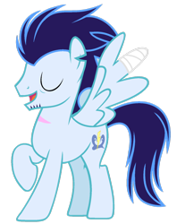 Size: 1024x1296 | Tagged: dead source, safe, artist:mintoria, character:soarin', species:pony, bandage, facial hair, male, older, scar, simple background, solo, transparent background